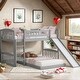 preview thumbnail 2 of 10, Grey Kids Bed Bunk Bed with Slide and Ladder, Twin Over Twin size for Bedroom