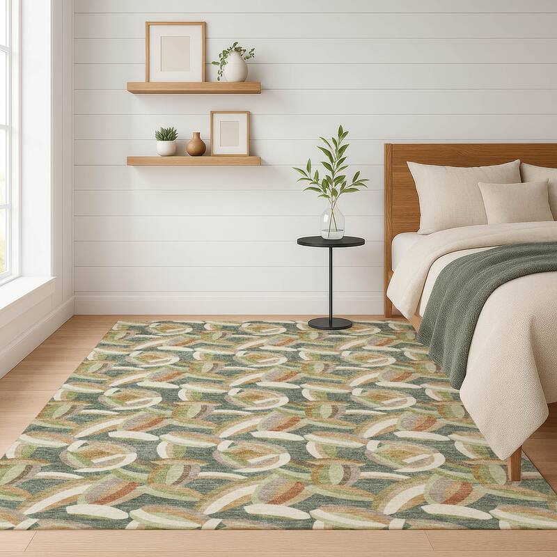 Machine Washable Indoor/ Outdoor Modern Heli Chantille Rug