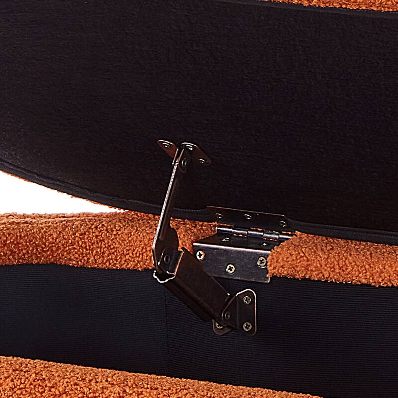 Oval Decorative Stool Lounge Stool Upholstered Seat, Exquisite Storage Bench Ottoman Bench with Safety Hinged Flap