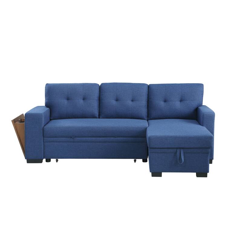 Blue Linen 3-Piece Upholstered Sectional Sofa