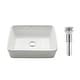 preview thumbnail 14 of 19, Kraus Elavo 19 inch Rectangle Porcelain Ceramic Vessel Bathroom Sink White w/ Chrome Pop Up Drain