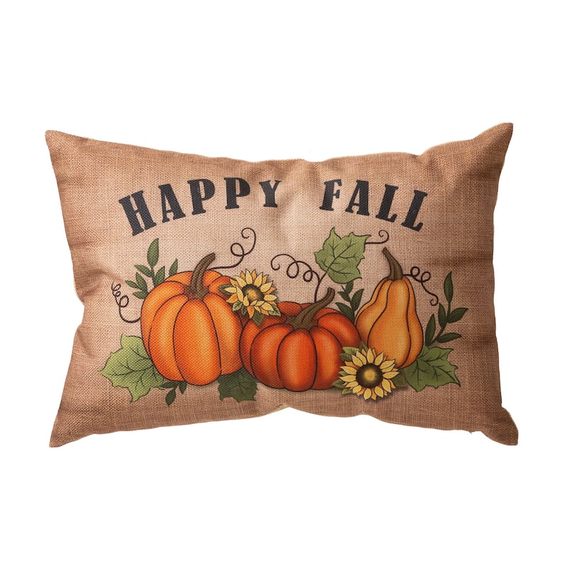 Glitzhome 18"L Faux Burlap Fall Thanksgiving Pumpkin Pillow Halloween Decor
