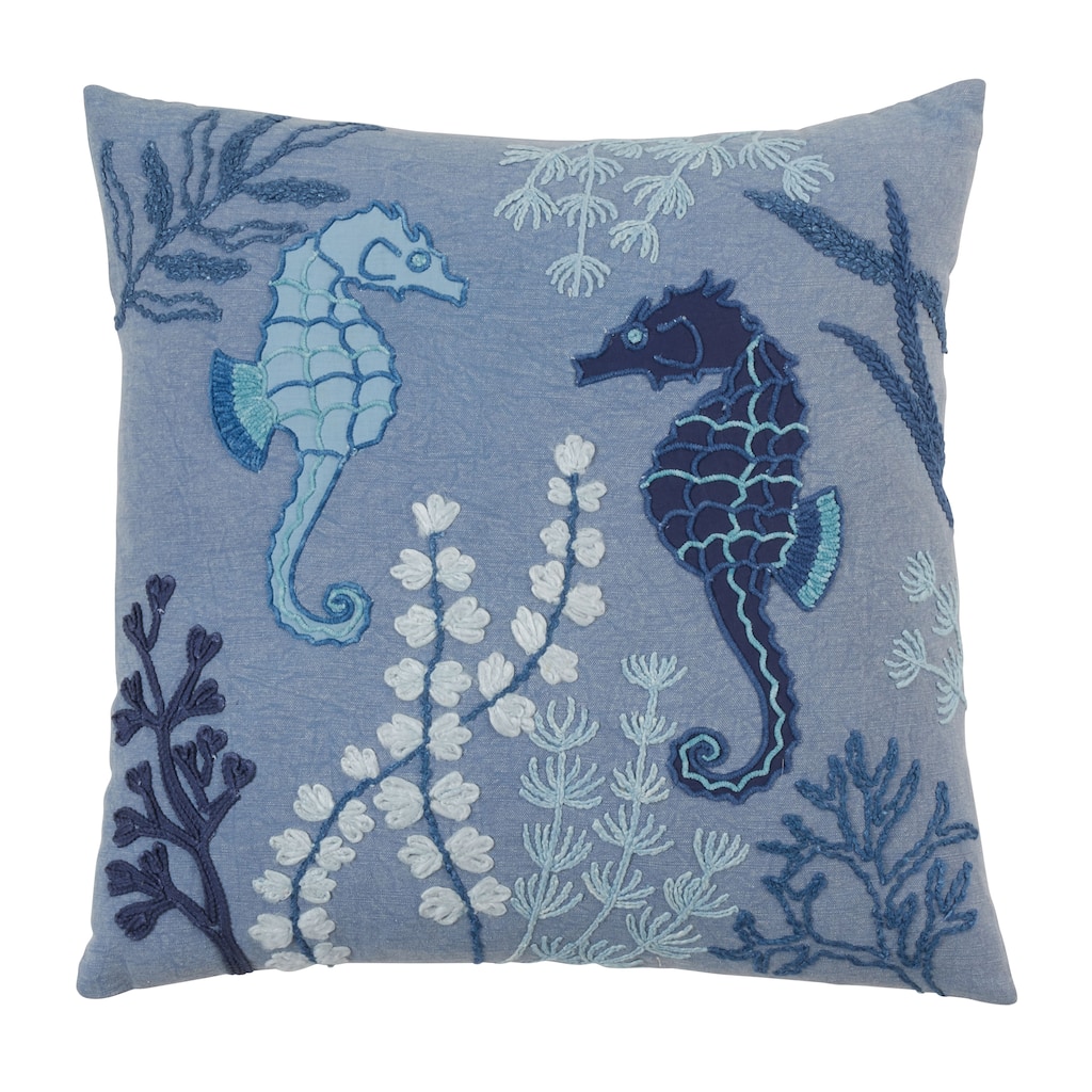 Stonewashed Pillow With Sea Horse Design