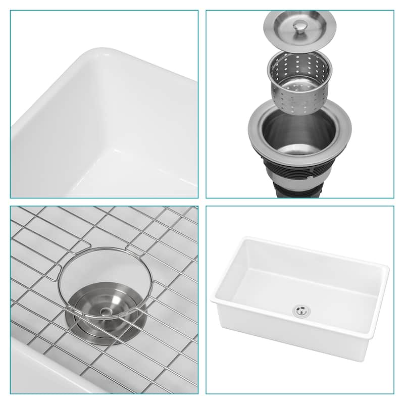 32" Undermount Single Bowl Ceramic Kitchen Sink - 32 x 19