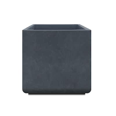 Kante Square Charcoal Finish Lightweight Concrete & Weather Resistant Fiberglass Modern Planter with Drainage Hole