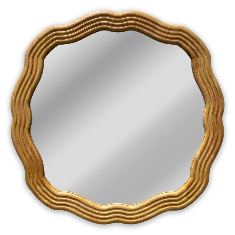 Maple Framed Wall Mounted Round Accent Mirror
