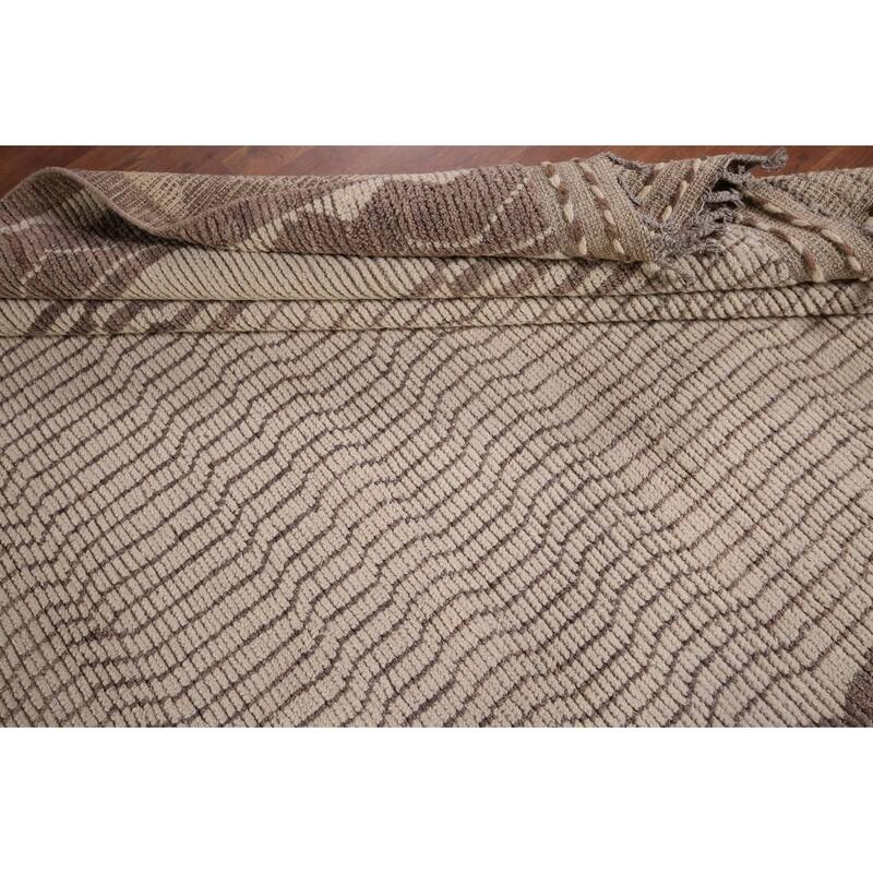 Earth Tone Moroccan Oriental Area Rug Hand-Knotted Wool Carpet - 8'10"x 12'4"