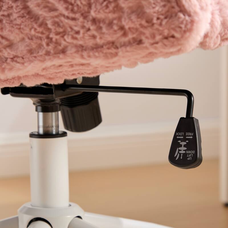 GDF Studio - Extra-Wide Faux Fur Upholstered Swivel Home Office Chair with Metal Base with 26.4" Oversized Seat