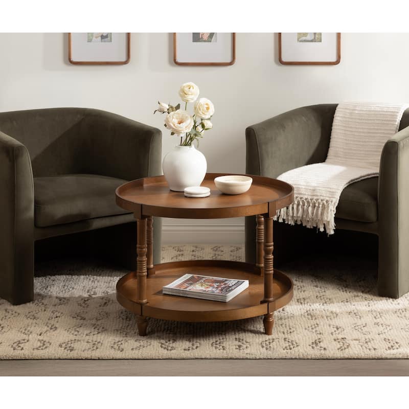 Kate and Laurel Bellport Round Wood Coffee Table