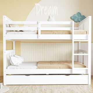 Full over Full Bunk Bed with Twin Size Trundle and Ladder - Bed Bath ...