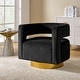 preview thumbnail 11 of 114, HULALA HOME Carisa Modern Upholstered Swivel Open-Back Barrel Chair with Golden Base