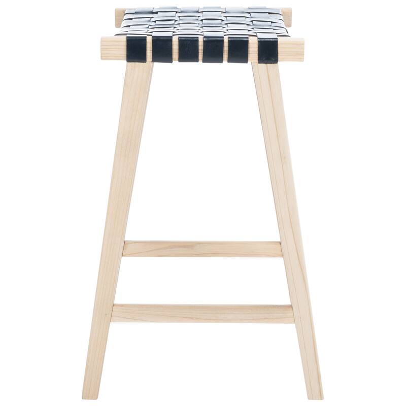 SAFAVIEH Remzija 30-inch Woven Leather Rectangle Bar Stool - 20" W x 19" D x 30" H