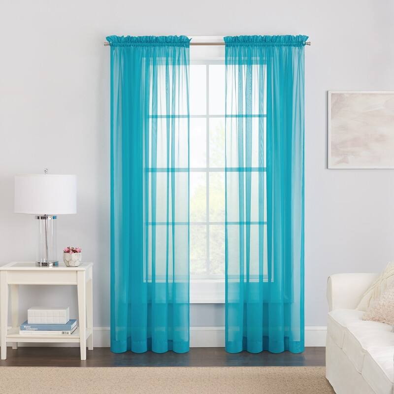 Eclipse Victoria Voile Curtain Panel Pair - 95 Inches - Turquoise