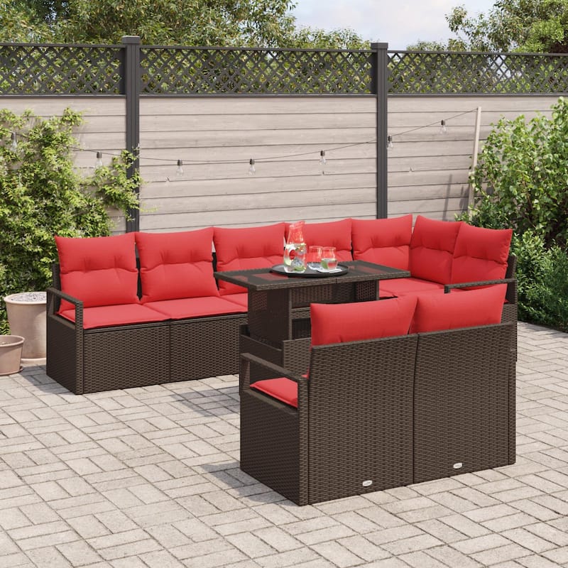 vidaXL 9 Piece Garden Sofa Set with Cushions - 113×48×27.2
