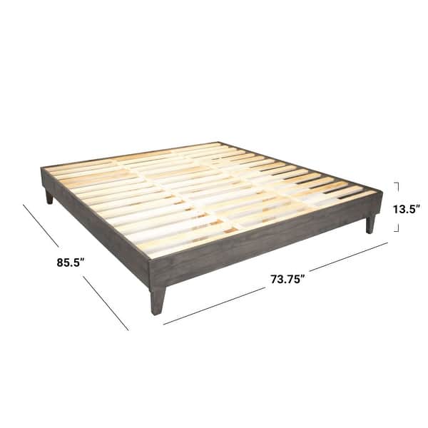 dimension image slide 21 of 30, Kotter Home Solid Wood Mid-century Modern Platform Bed