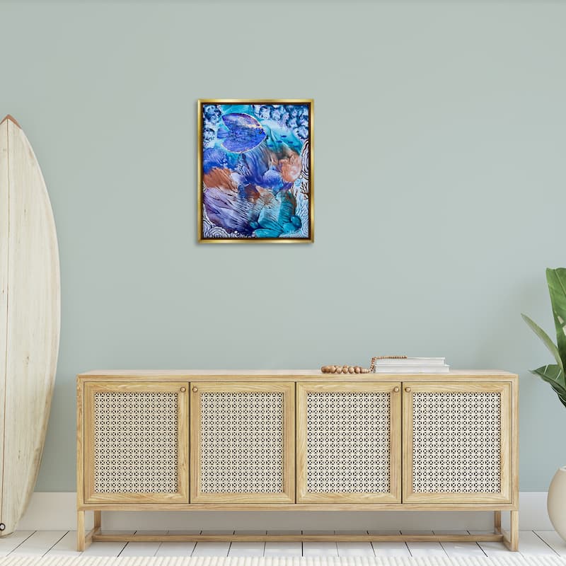 Stupell Underwater Fish Sea Life Framed Floater Canvas Wall Art Design By Amy Tieman