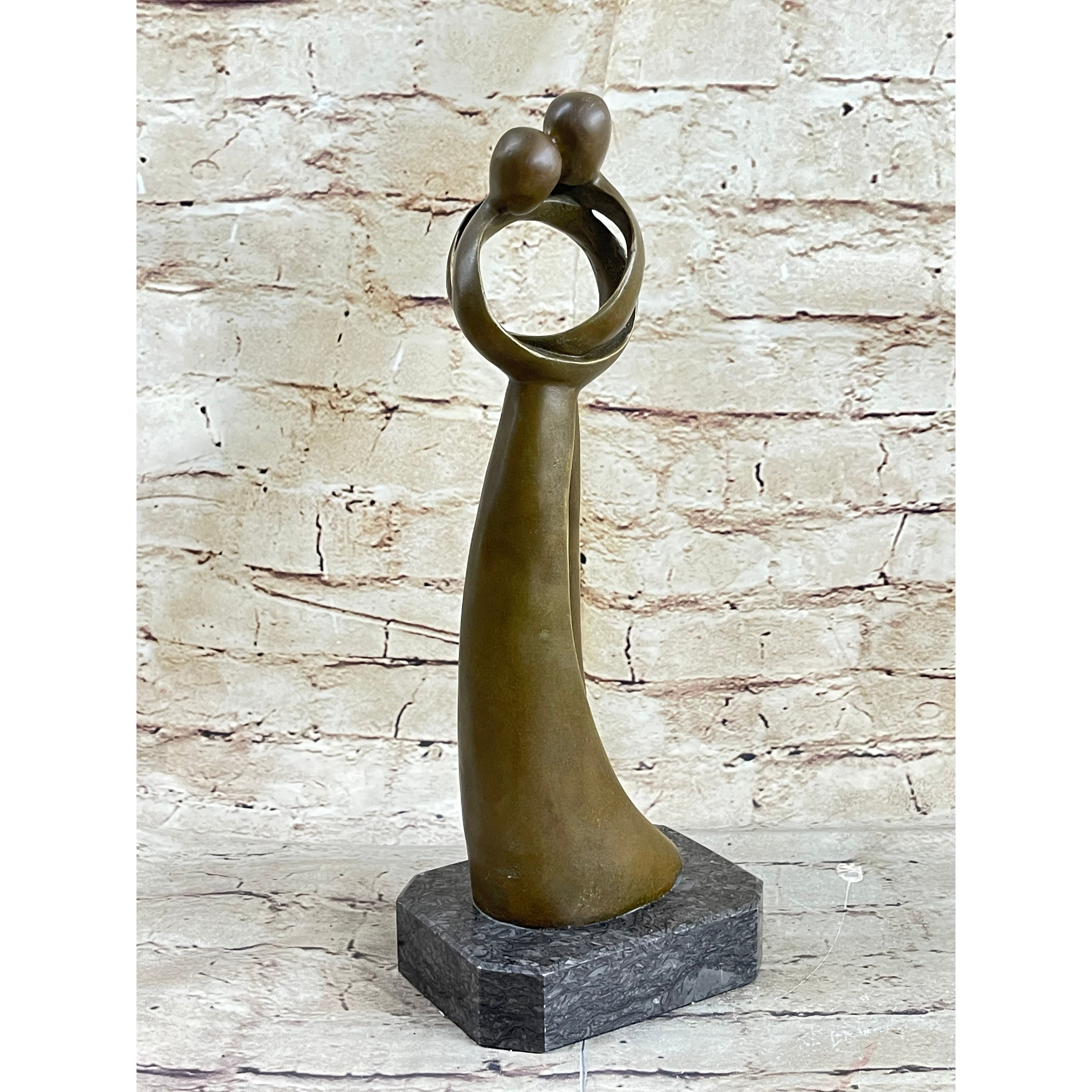 Abstract Modern Art Kissing Couple Genuine Bronze Sculpture Lost Wax Method Statue