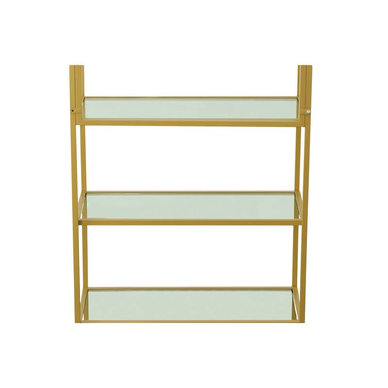 Carolina Living Palmer 5-Tier Glass Shelf Bookcase - Gold