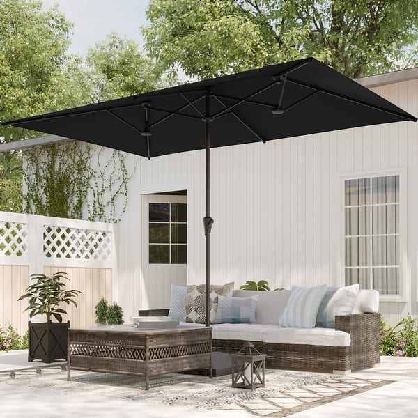 cheap large umbrellas for patio table BONOSUKI 11x7/10x6.5ft Double-Sided Patio Umbrella with Large Canopy Outdoor  Table Umbrella for Garden - On Sale - Bed Bath & Beyond