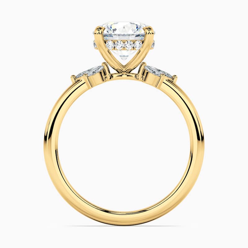 Auriya 14kt Yellow Gold Lab Grown Round Diamond Engagement Ring with Half Sunburst Marquise Accents (F-G, VS)