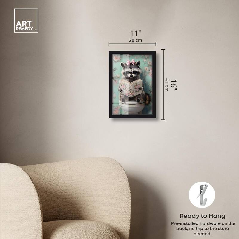 Petite Floral Toilet Raccoon Shadowbox by Art Remedy
