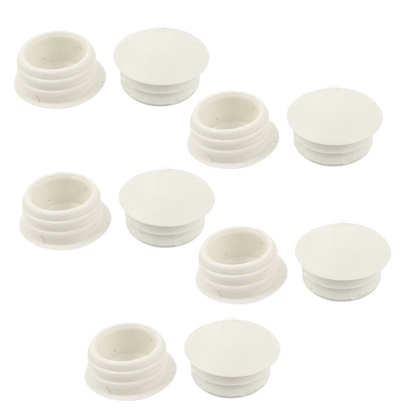 Unique Bargains 10 Pcs Antislip Plastic Round 13mm Dia Chair Foot Cover Table Furniture Leg Protector White