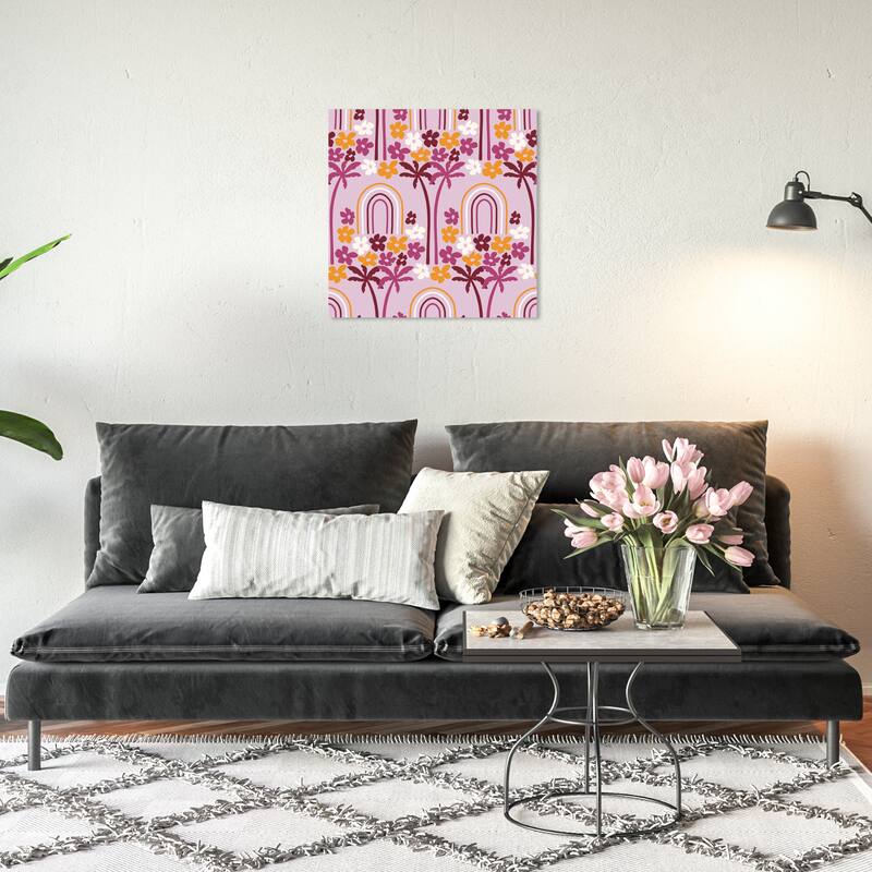 Wynwood Studio Canvas Abstract Floral Yard Invention Purple and Dark Yellow Modern & Contemporary Wall Art Canvas Print