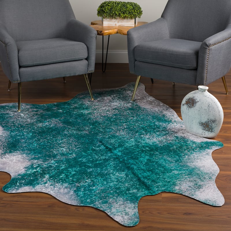 Addison Rugs Cheyenne Colorful Cowhide Print Non-Skid Area Rug