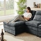 preview thumbnail 19 of 53, 113" Chenillle U Shaped Sectional Sofa with Toss Pillows