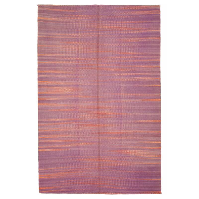 ECARPETGALLERY Flat-Weave Ankara FW Purple Wool Kilim - 5'11 x 8'11 - Purple - 5'11 x 8'11