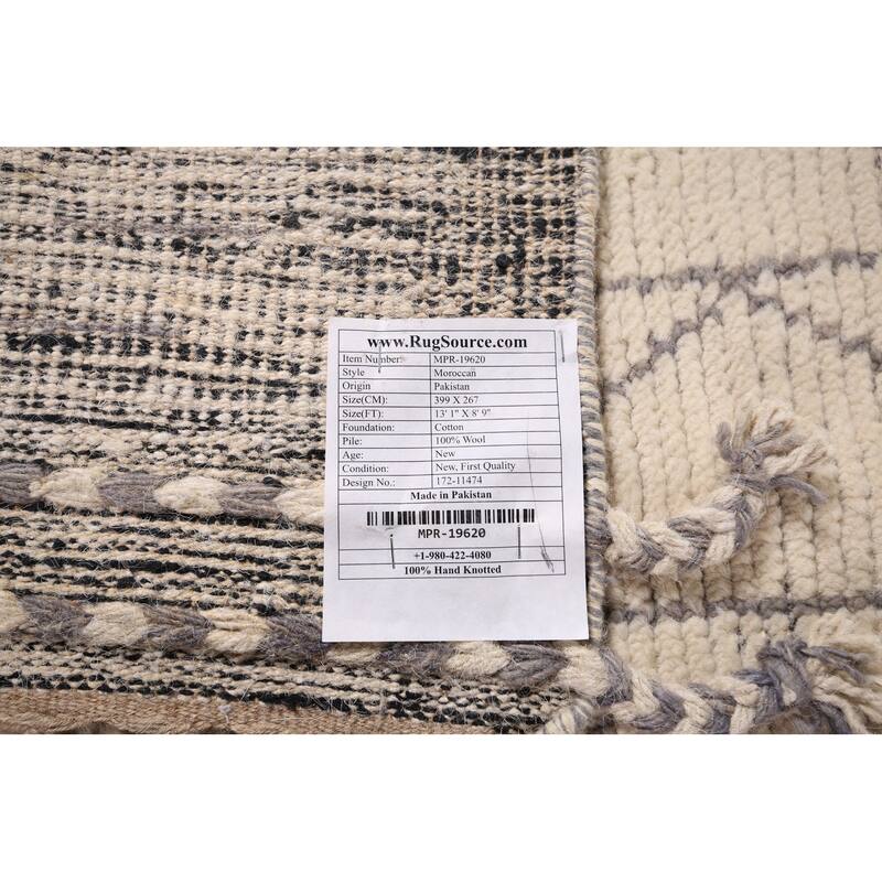 All-Over Geometric Moroccan Oriental Area Rug Handmade Wool Carpet - 8'9"x 13'1"