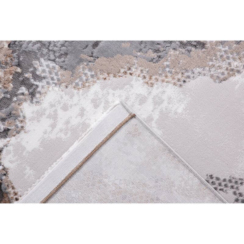 Elite Collection Beige/Grey Abstract Marble Area Rug