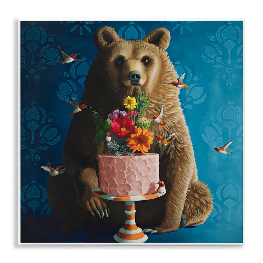 Stupell Bear with Sweet Dessert Cake Wall Plaque Art Design By Heather Gauthier