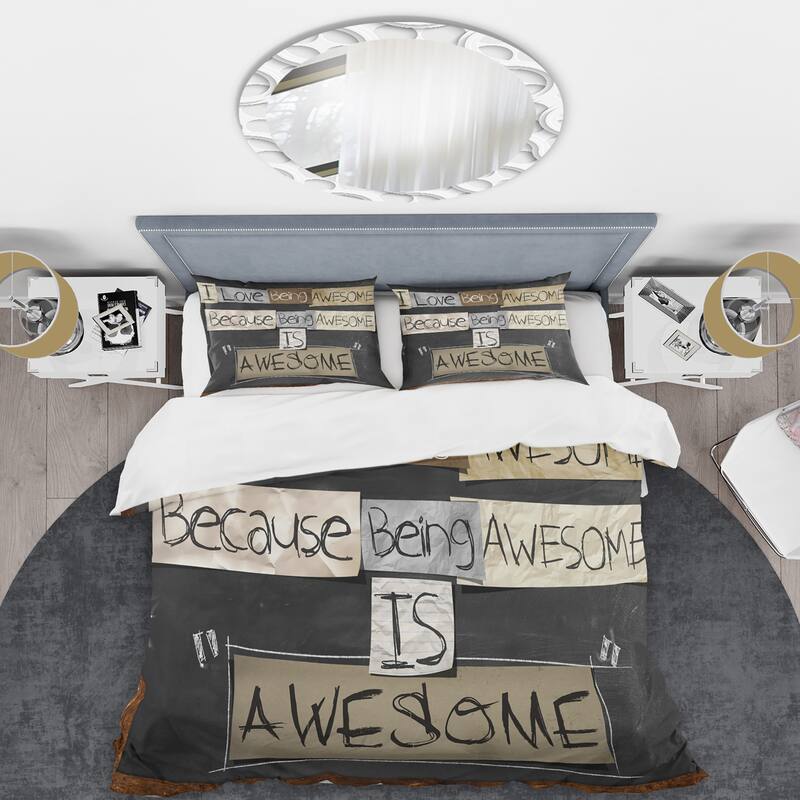 Designart 'I Love Being Awesome' Rustic Duvet Cover Set