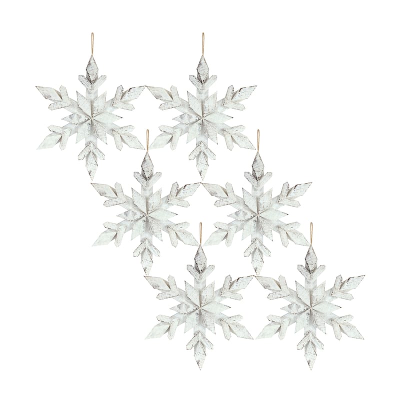 Wood Snowflake Ornament (Set of 6)