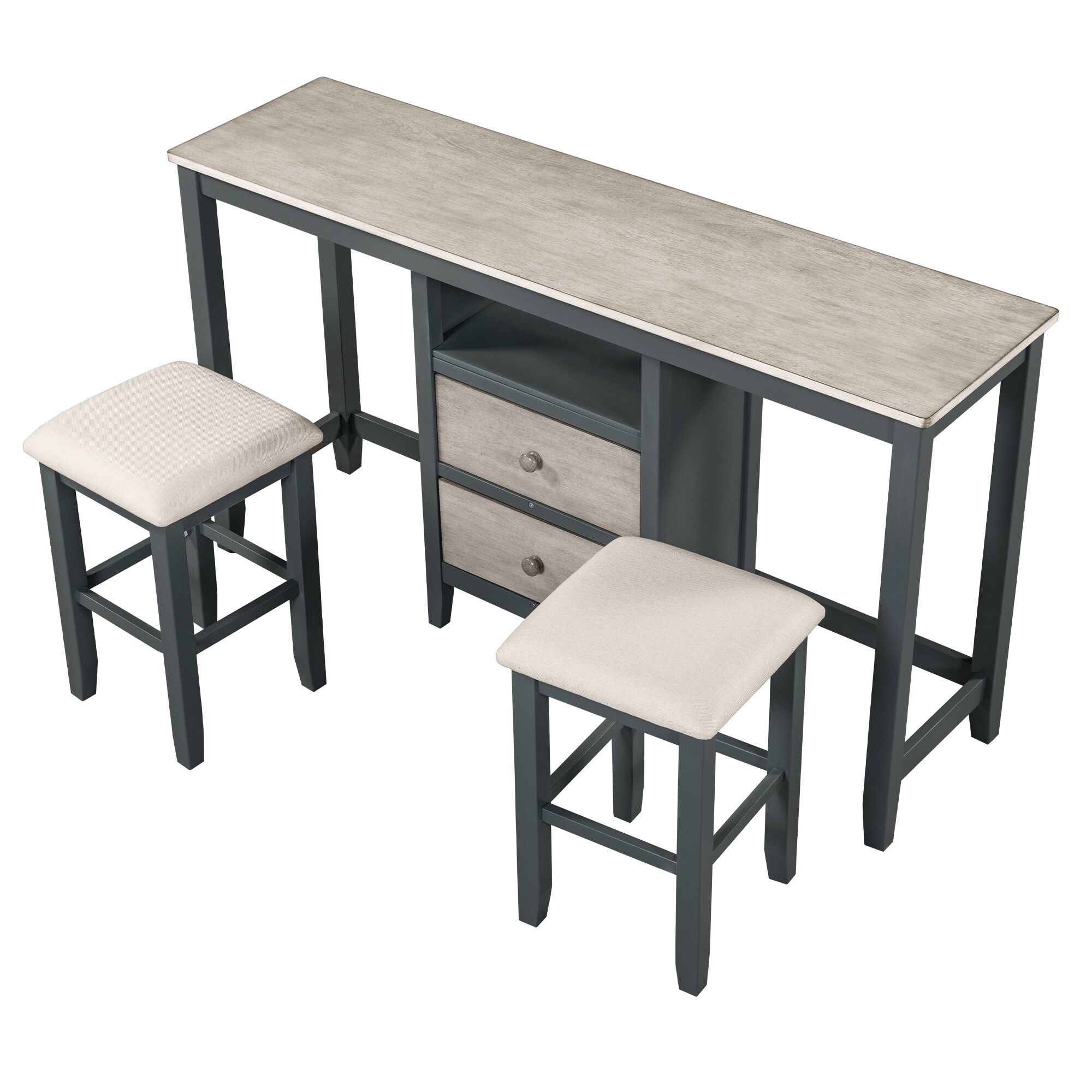 3-Piece Counter Height Dining Table and Chairs Set with Cabinet and Storage  Drawers for Small Space, Apartment - Bed Bath & Beyond - 40884717