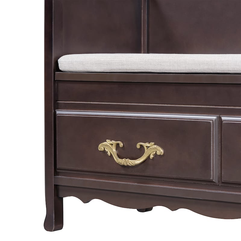 Shoe Bench with Removable Cushion & Hidden Storage