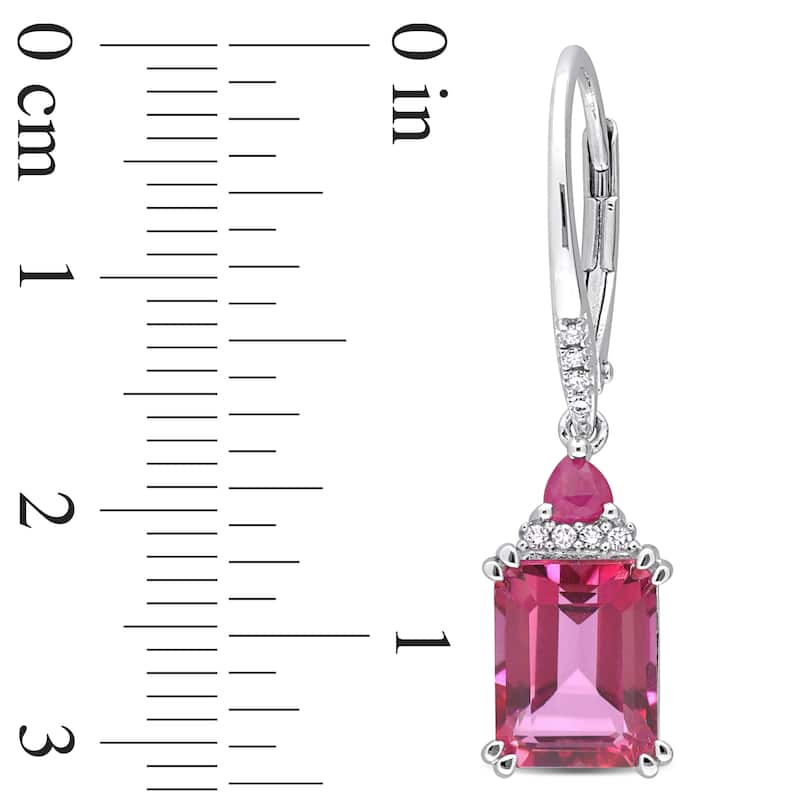 Miadora 6 1/3ct TGW Pink Topaz Ruby and 1/10ct TDW Diamond Earrings Sterling Silver