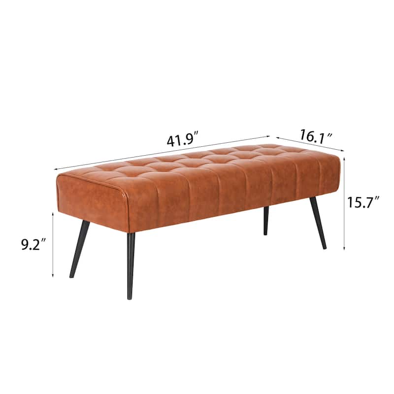 Adeco 41 Inches Faux Leather Ottoman Bench for Living Room