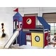 preview thumbnail 55 of 117, JACKPOT Prince & Princess Low Loft Twin Bed, Ladder Slide Tent & Tower Grey with Red Blue & Yellow Tent