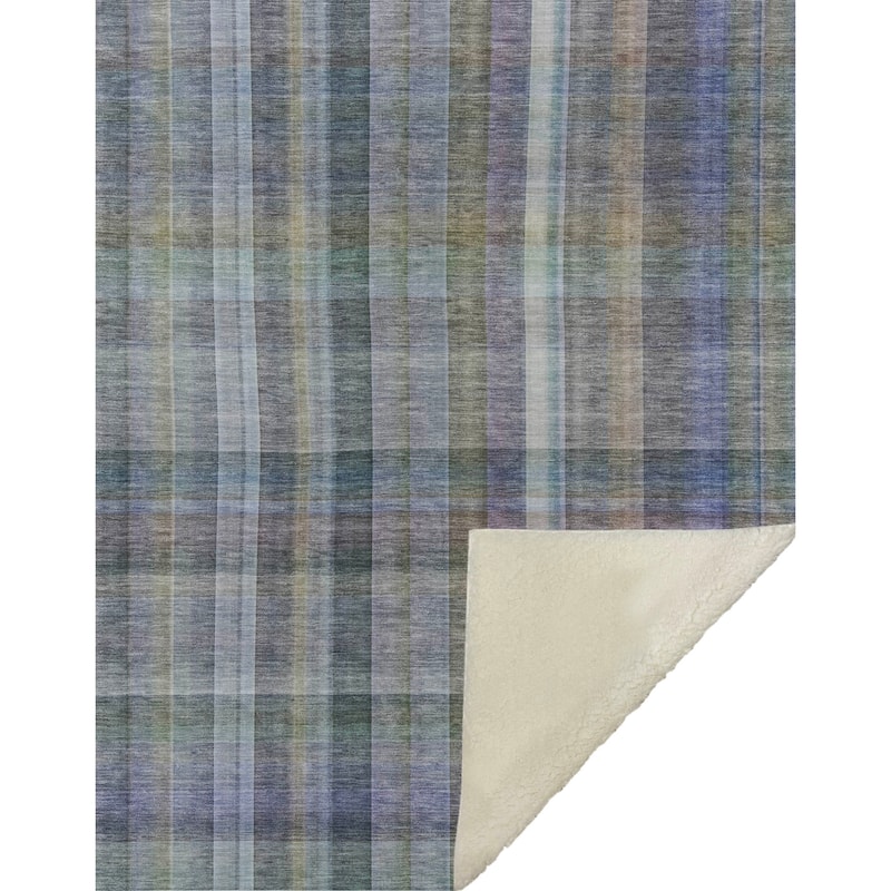 Premium Machine Washable Modern Plaid Sherpa Throw Blanket
