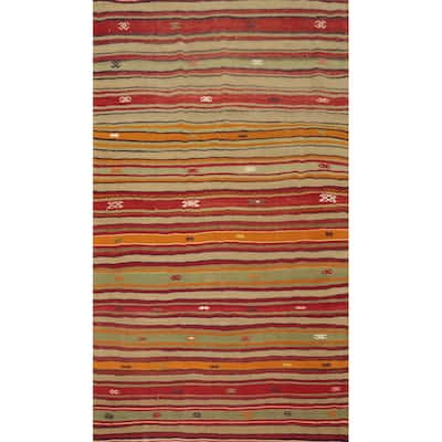 Hand Woven Oriental 100% Wool Carpet Southwestern Tribal Multi-Colored Kilim Area Rug - 8' 2'' X 4' 9''