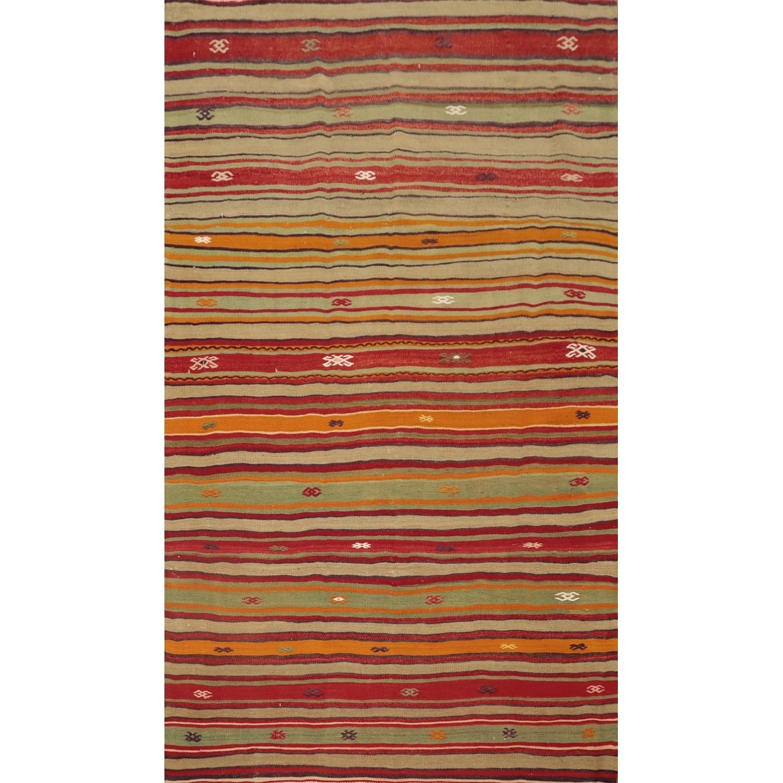 Hand Woven Oriental 100% Wool Carpet Southwestern Tribal Multi-Colored Kilim Area Rug - 8' 2'' X 4' 9''
