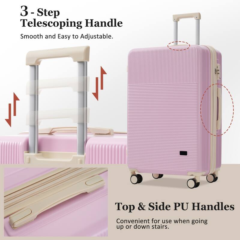 Luggage Sets 5 Piece with Half-opening, Hardside Carry On Suitcase Set with Double Spinner Wheel, with USB Port,TSA Locks