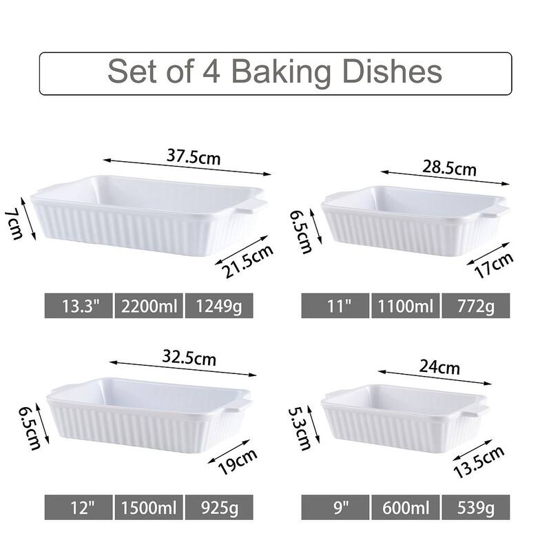 MALACASA Series Bake.Bake, Rectangle Porcelain Bakeware Set