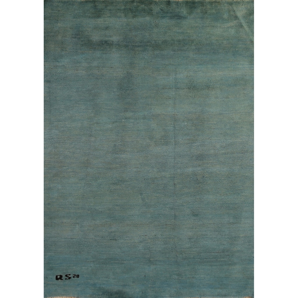 Modern Green Gabbeh Oriental Area Rug Bedroom Handmade Wool Carpet - 3'7" x 5'9"