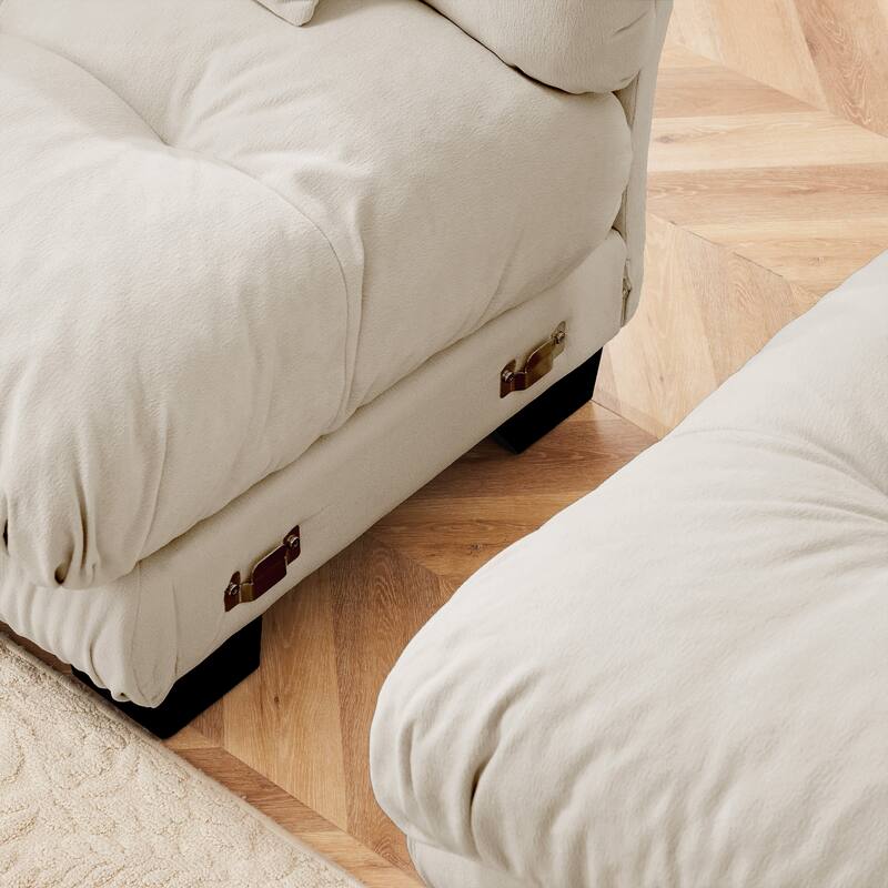 133.8" Chenille U-Shaped Cloud Sectional Sofa (3-Seater Modular) with 2 Ottomans
