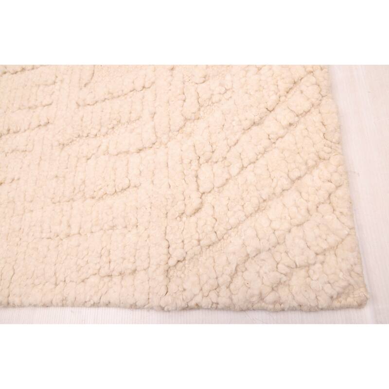 ECARPETGALLERY Hand-knotted Looma Cream Wool Rug - 7'9 x 9'11