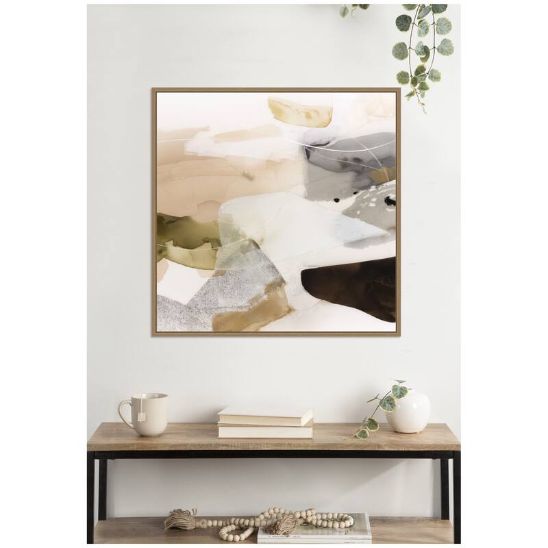 Kate and Laurel Golden Terrain by Amy Lighthall Framed Canvas Wall Art Print