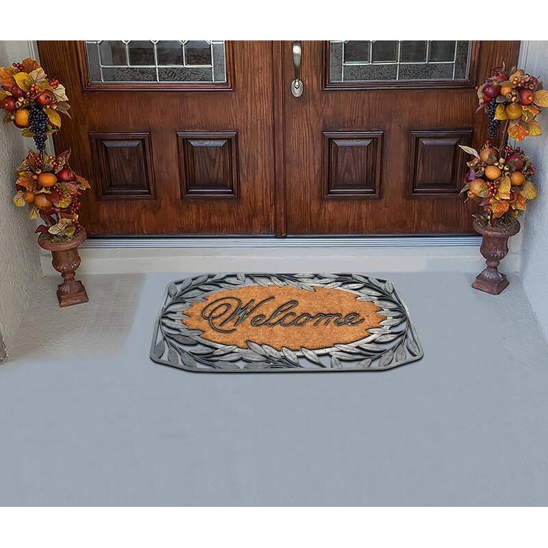 A1HC Rubber/ Coir Brush Welcome Doormat 23" X 38", Mesh Border